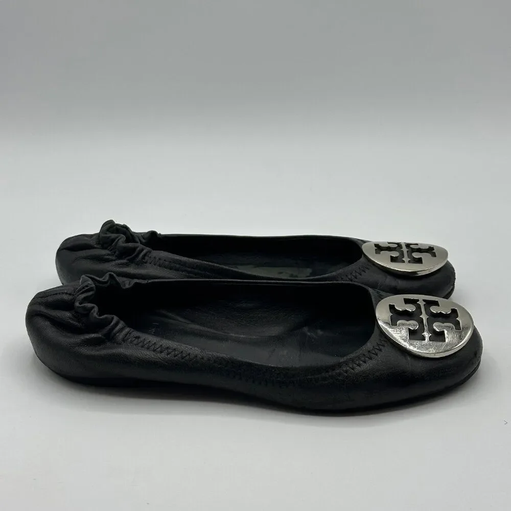 Tory Burch Women's Minnie Travel Ballet Flats in Black Size 6